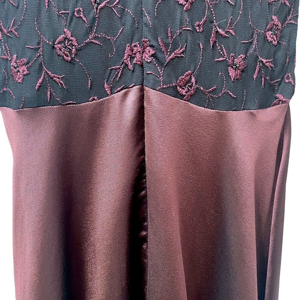 PAMELA DENNIS Couture Silk Evening Gown Sz 10 Formal Long Dress Burgundy Black - Picture 5 of 16